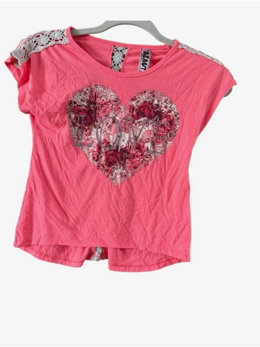 Beautees Coral Heart Graphic Crop Tank - Picture 2 of 9